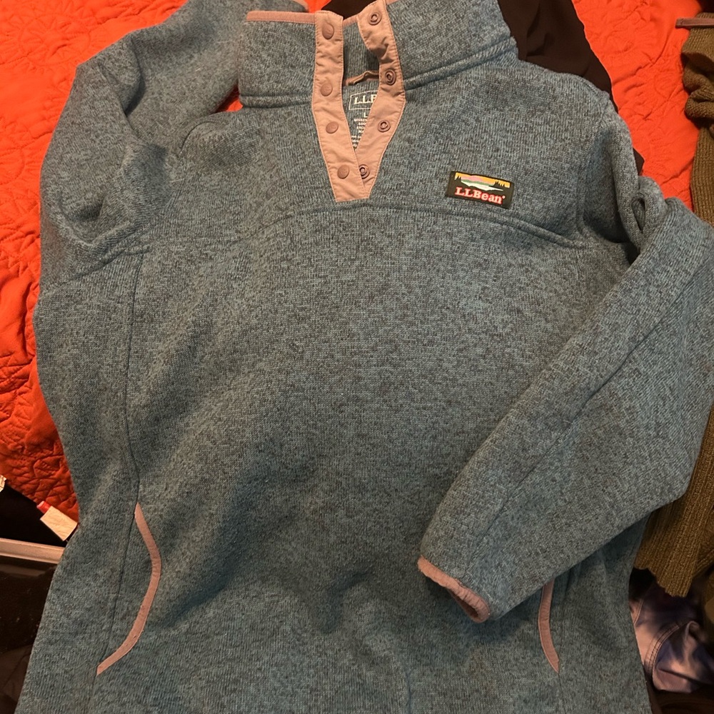 L.L. Bean Teal Button-Up Sweater